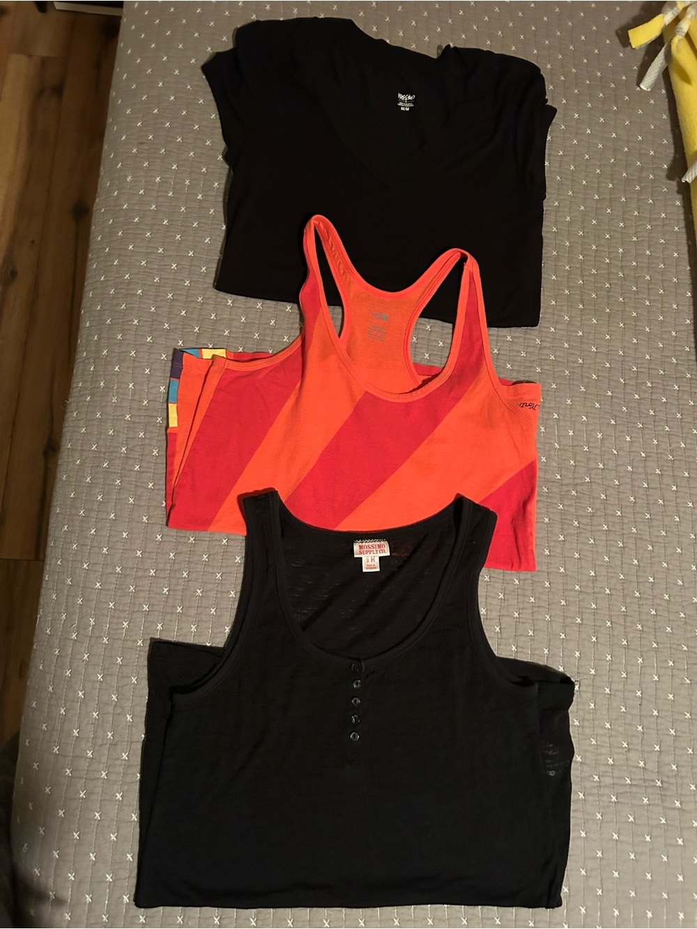 Lot of 3 Women's Tank&Tee Tops Mossimo Black Tank/Tee & Orange North Face Size M